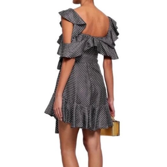 Zimmermann Painted Heart V Neck Dress Charcoal / Cream Size 2/ M - Picture 2 of 8